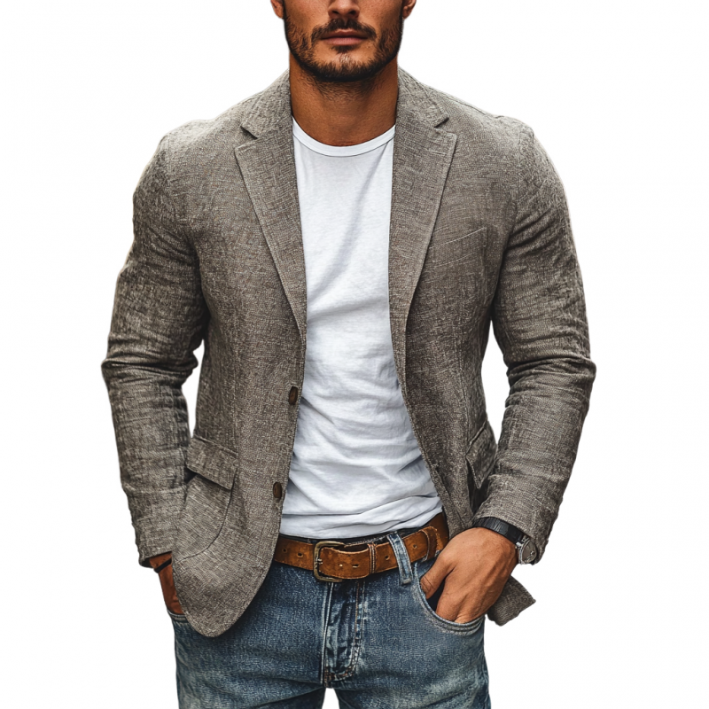 Blazer Ajusté pour Hommes avec Revers Notch