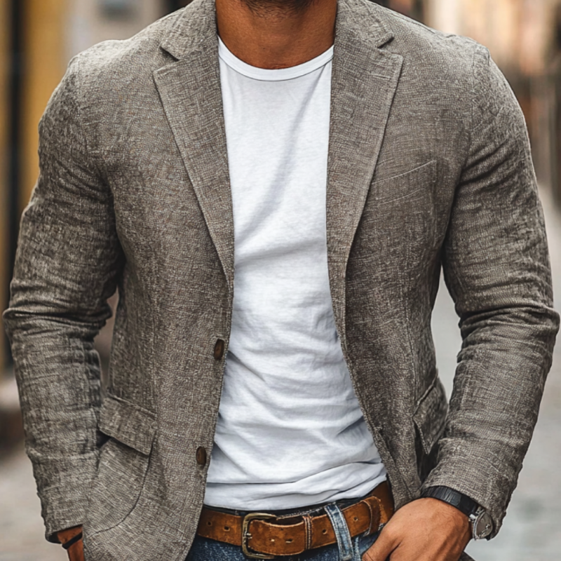 Blazer Ajusté pour Hommes avec Revers Notch