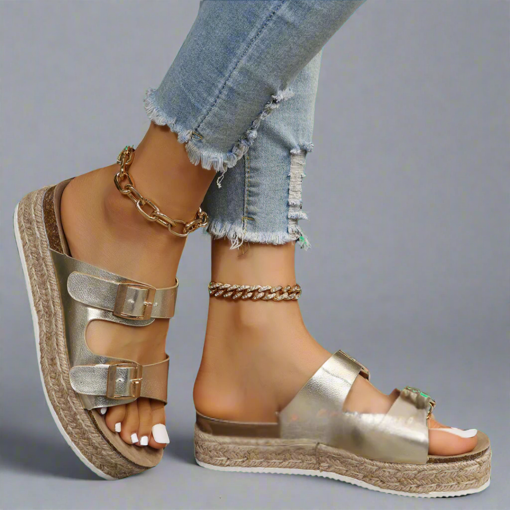 Elfriede | Sandales en cuir premium brillant