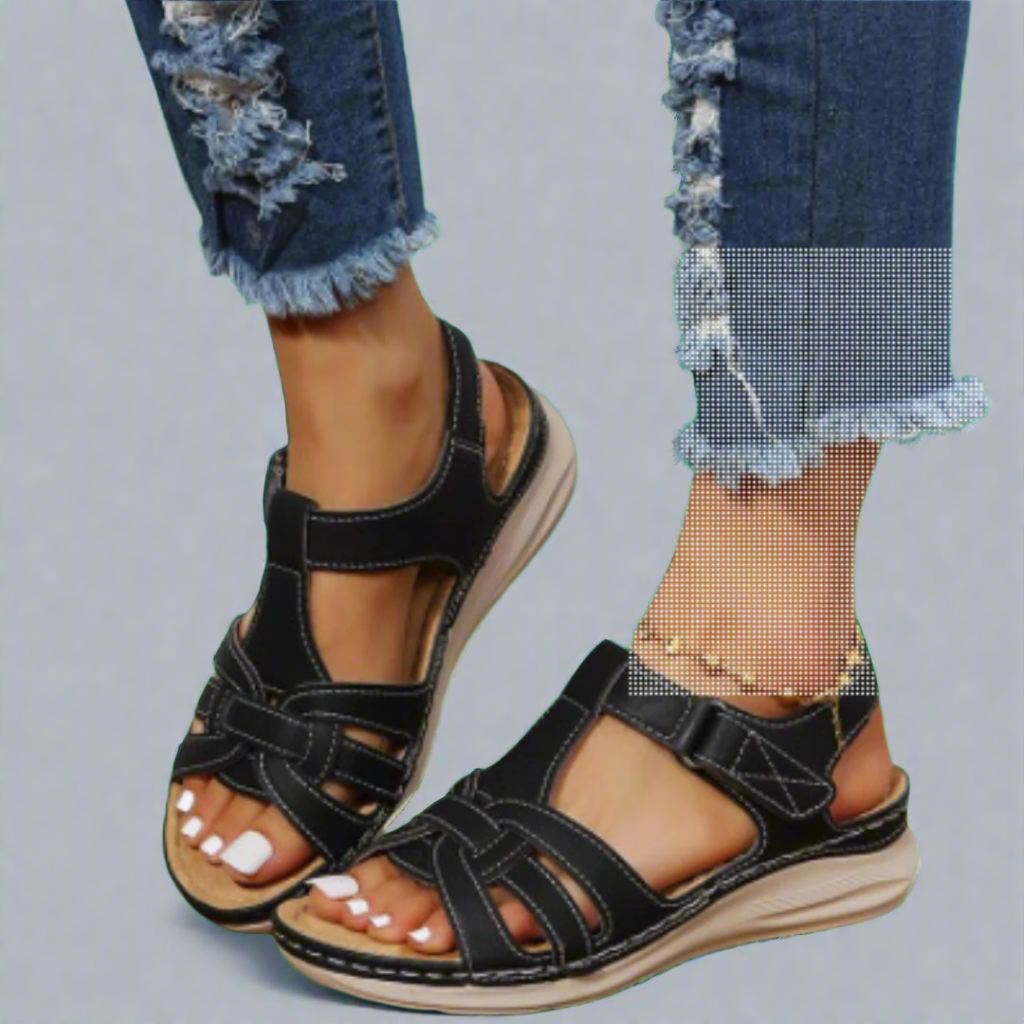 Queniva | Sandales confortables orthopédiques faites à la main en cuir vintage