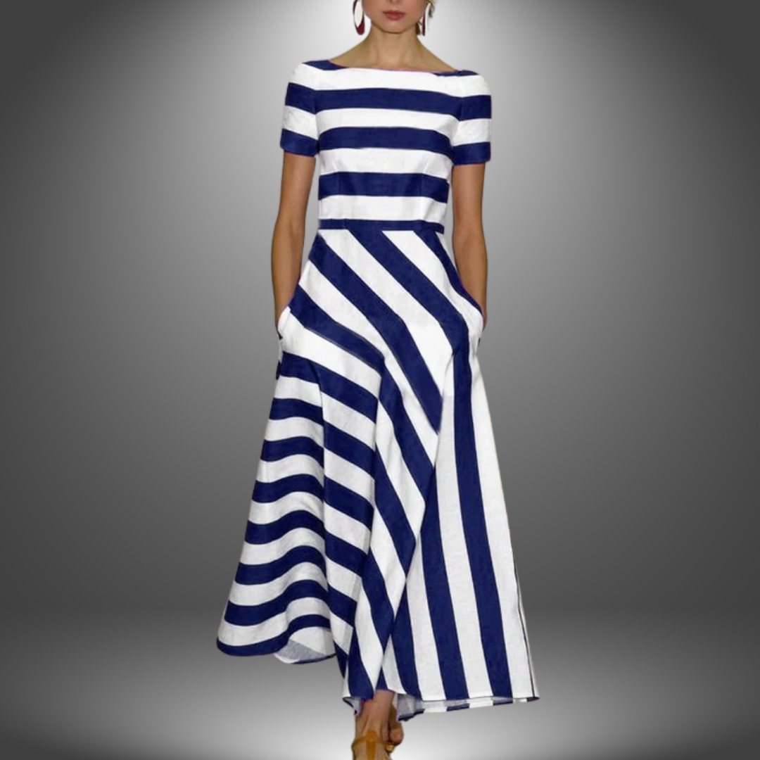 Lucie | Robe longue rayée faite à la main