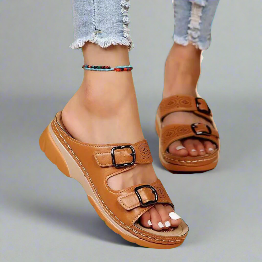 Dorothee | Sandales à talon compensé avec double bride – Confortables et stylées