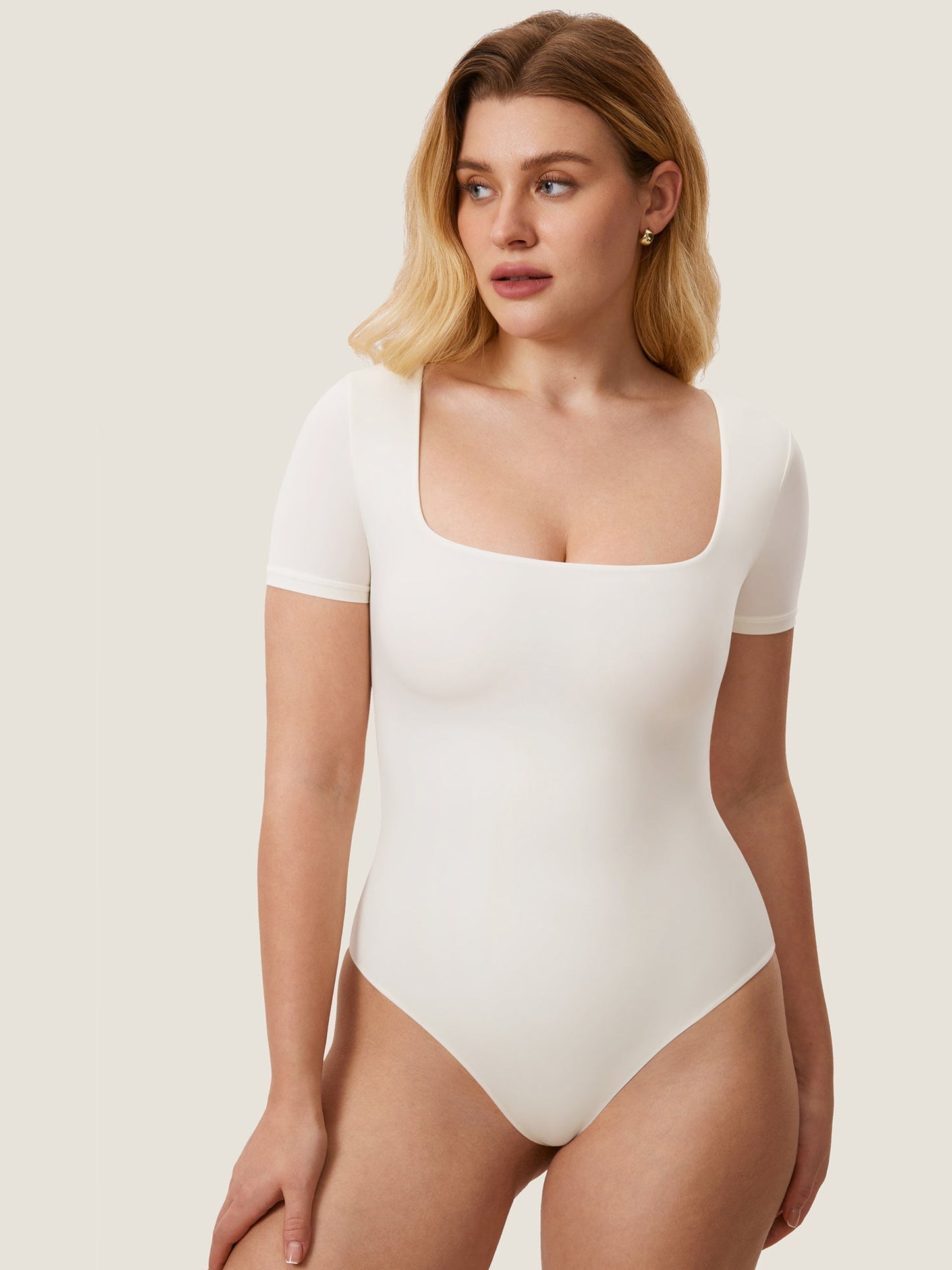 Body à encolure carrée et manches courtes