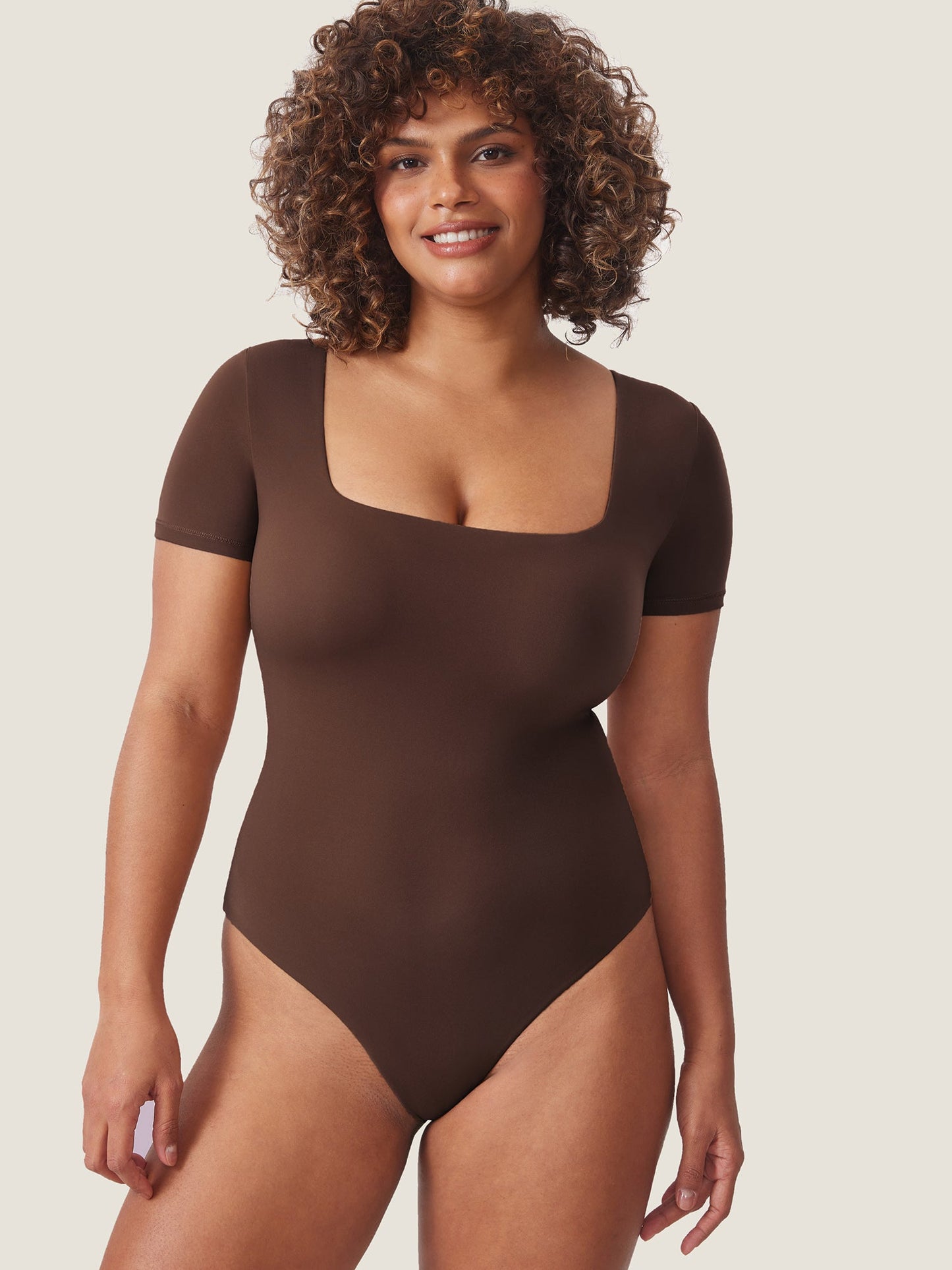 Body à encolure carrée et manches courtes