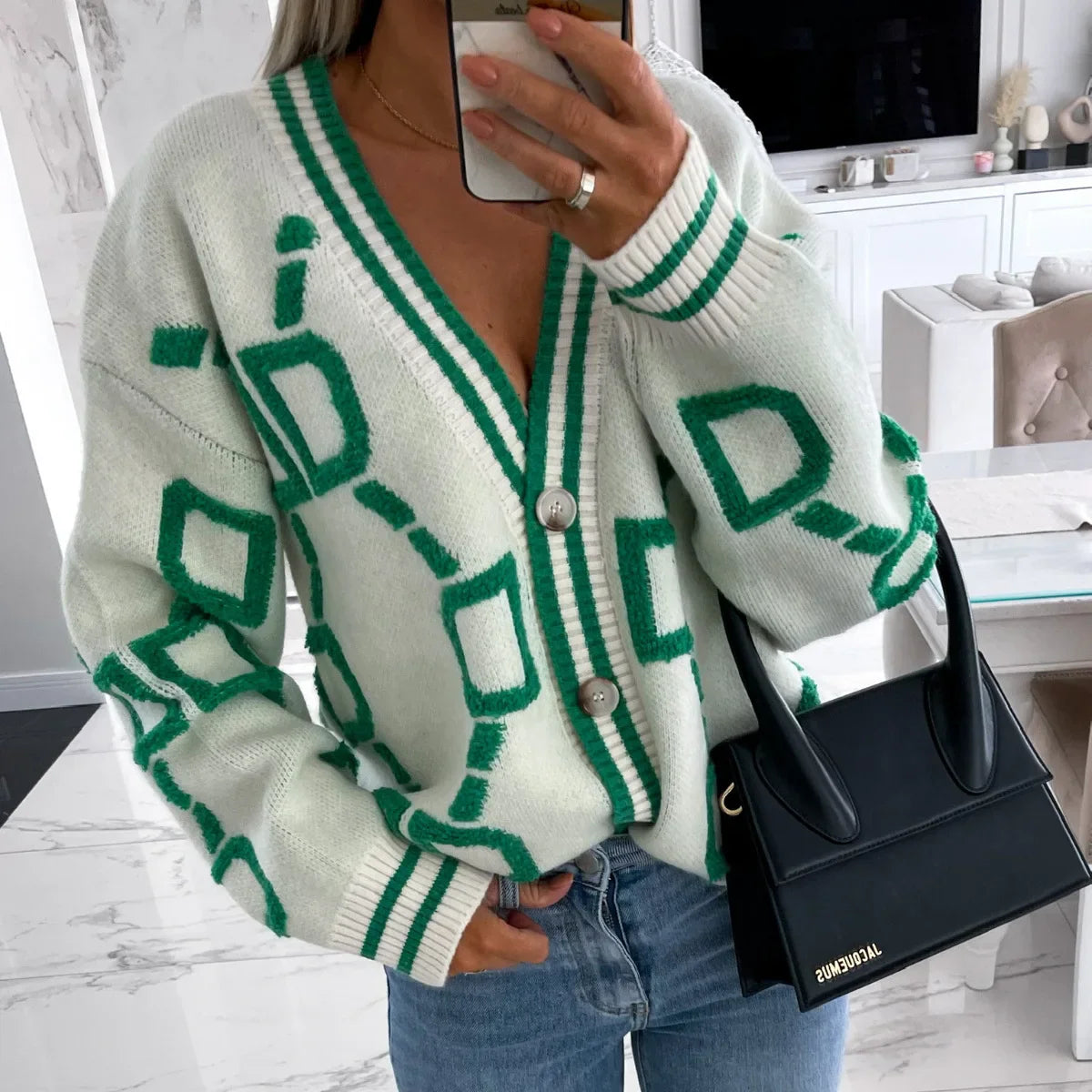Nanette | Gilet tendance avec design géométrique