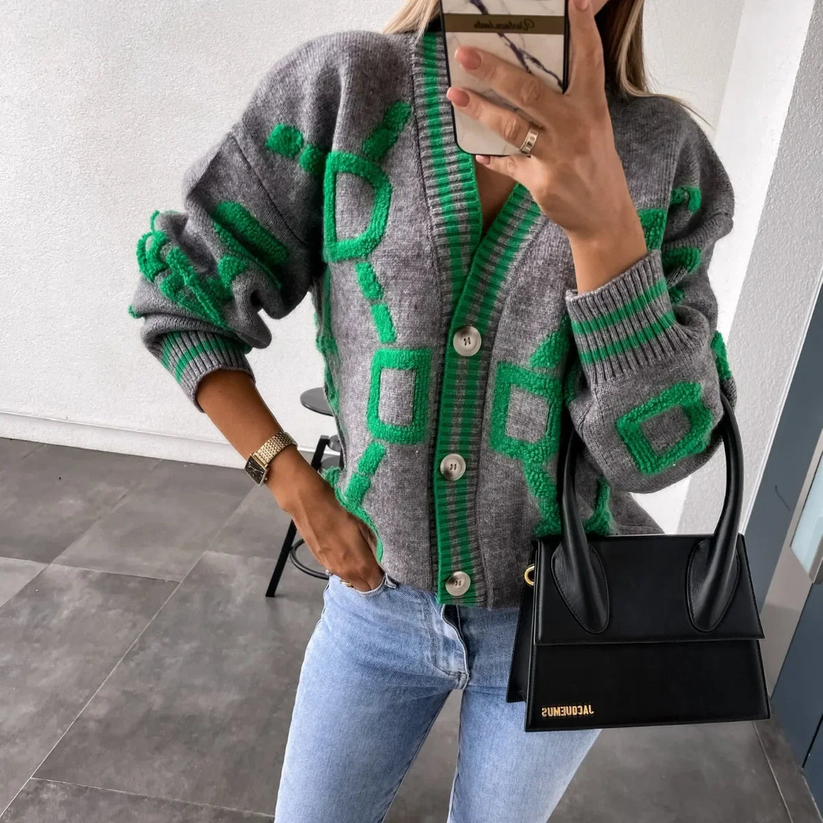 Nanette | Gilet tendance avec design géométrique