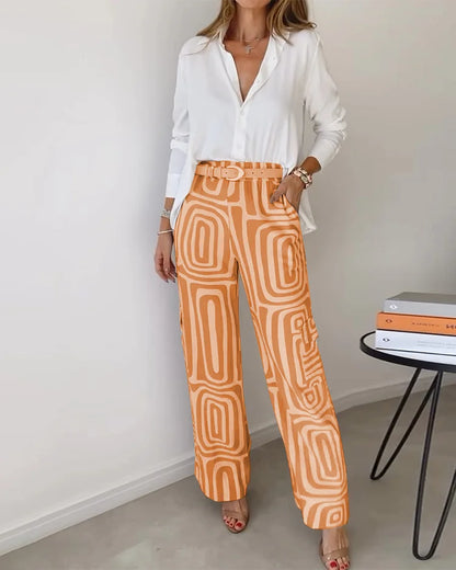 Kammay Ensemble Pantalon Élégant – Comprenant Blouse et Ceinture