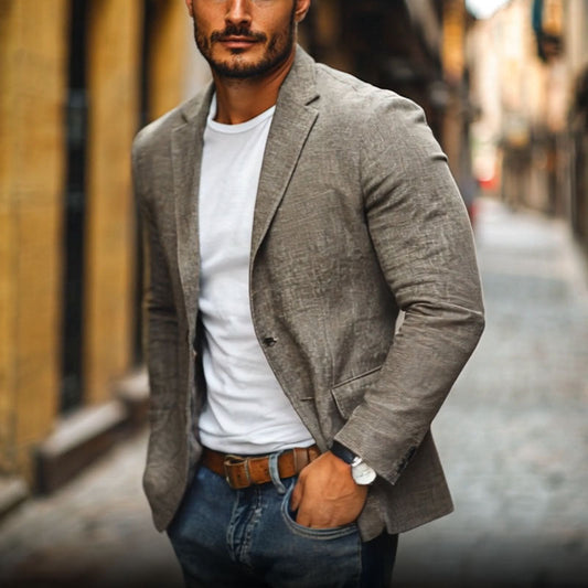 Blazer Ajusté pour Hommes avec Revers Notch