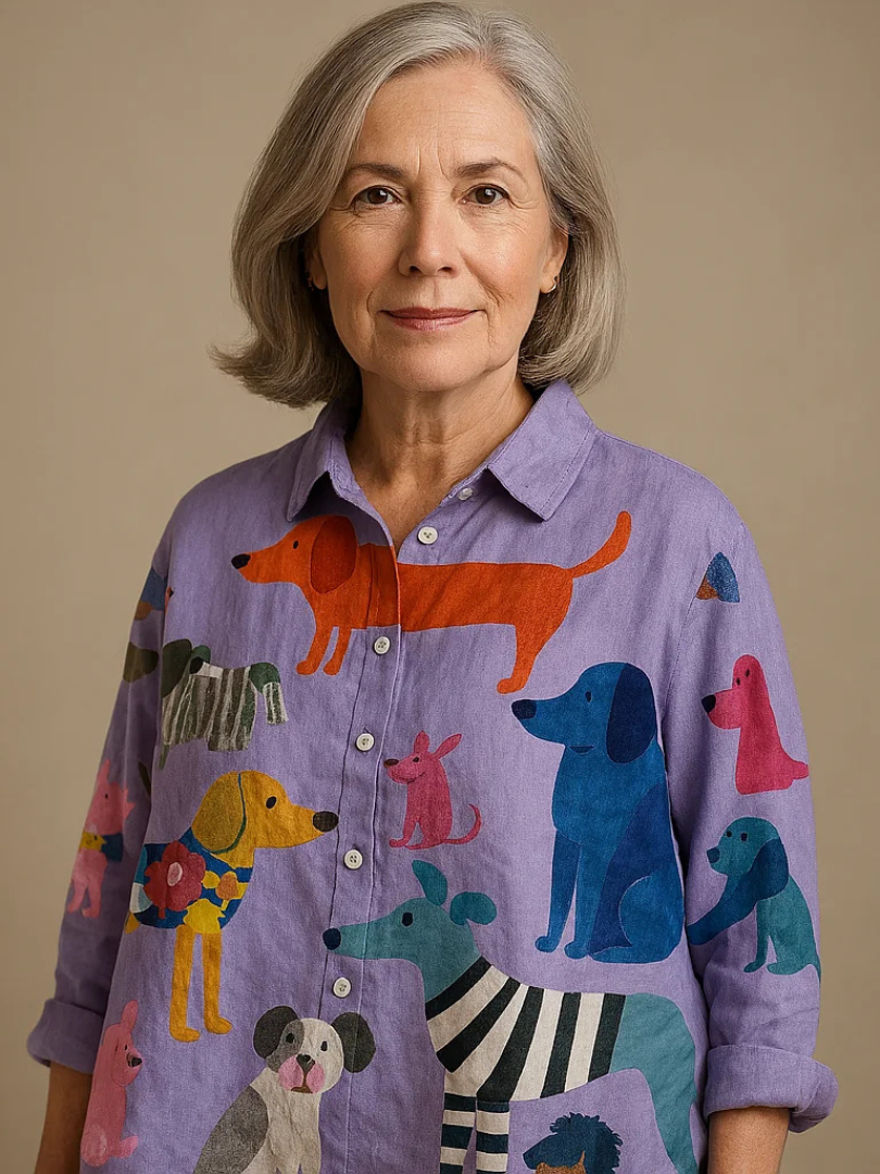 Kathrin | Blouse pour femmes avec imprimé de chiens