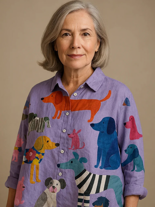 Kathrin | Blouse pour femmes avec imprimé de chiens