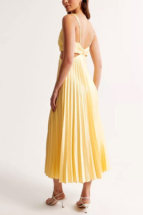 Gabrielle| Robe Maxi Plissée à Découpe en V