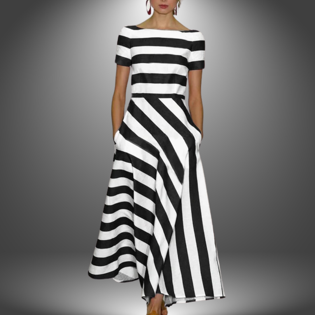 Lucie  | Robe longue rayée faite à la main