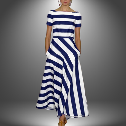 Lucie  | Robe longue rayée faite à la main