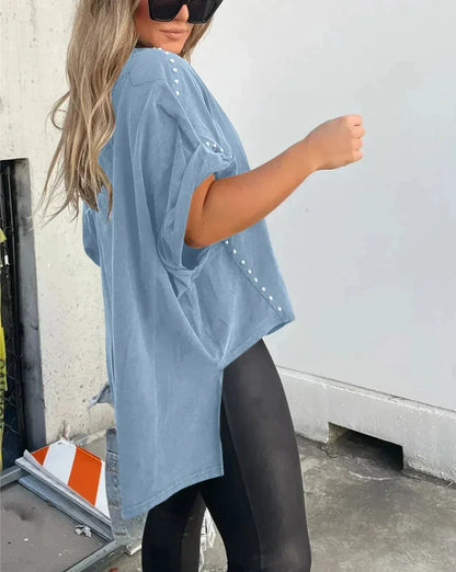 BELLA - T-SHIRT OVERSIZE À CLAVETTES