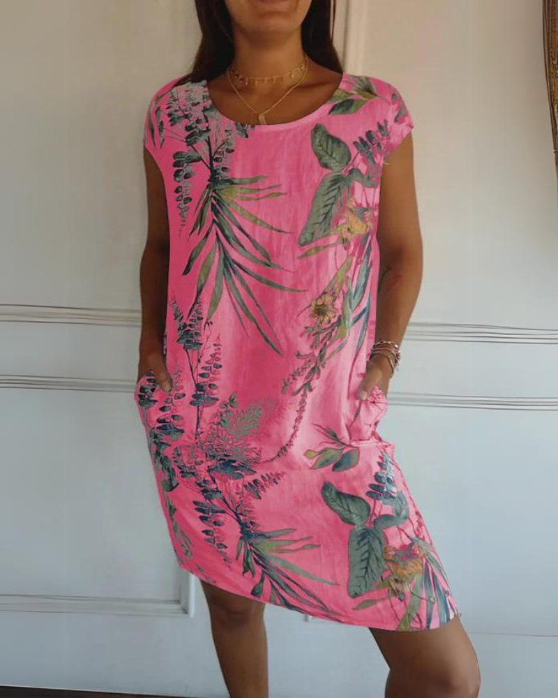 JOANA - ROBE IMPRIMÉE COL ROND EN COTON ET LIN