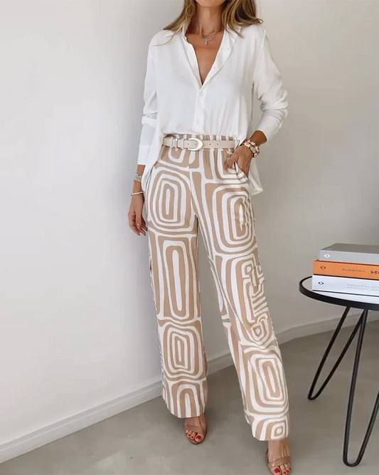 Kammay Ensemble Pantalon Élégant – Comprenant Blouse et Ceinture