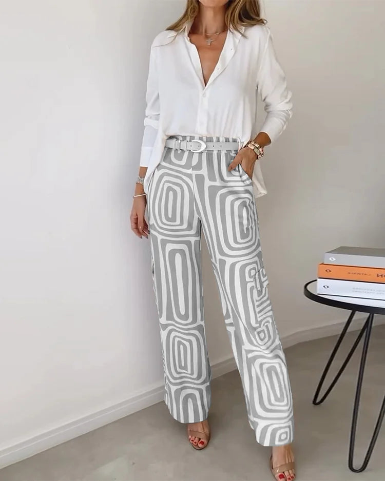Kammay Ensemble Pantalon Élégant – Comprenant Blouse et Ceinture