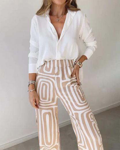 Kammay Ensemble Pantalon Élégant – Comprenant Blouse et Ceinture