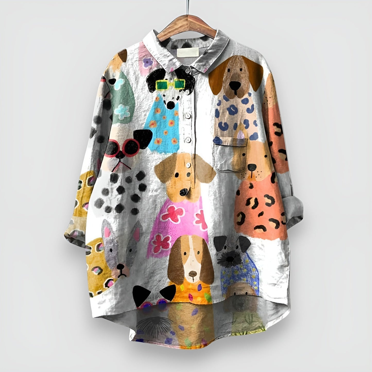 Kathrin | Blouse pour femmes avec imprimé de chiens