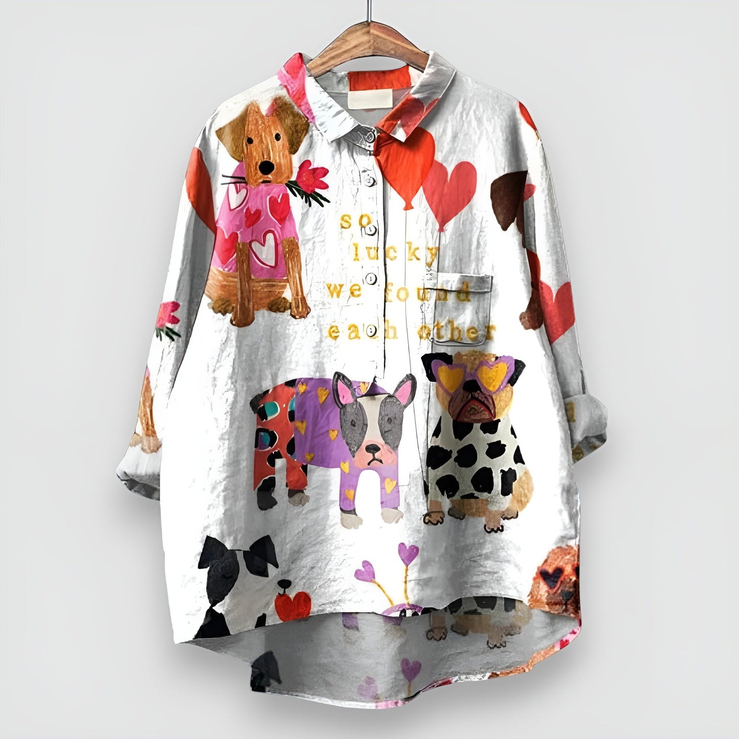 Kathrin | Blouse pour femmes avec imprimé de chiens