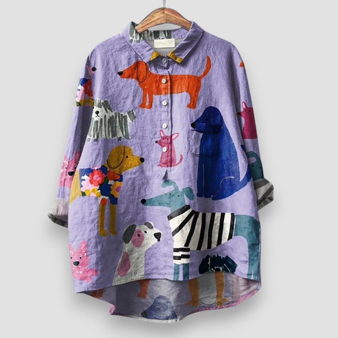 Kathrin | Blouse pour femmes avec imprimé de chiens