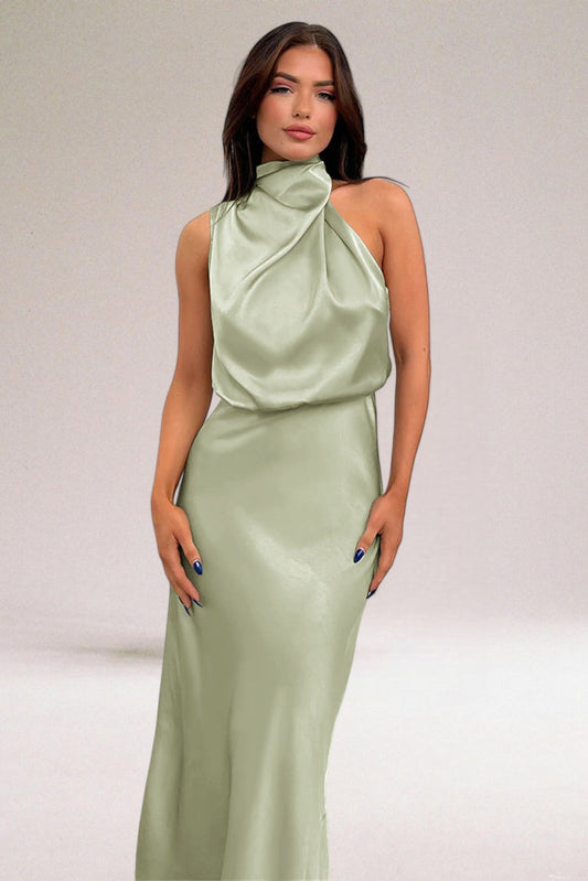 Flavia™ | Robe glamour en satin avec encolure
