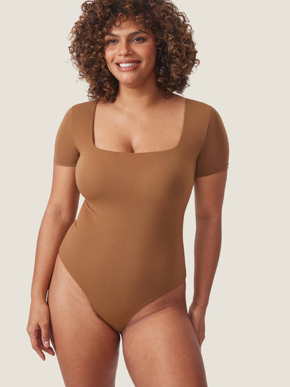 Body à encolure carrée et manches courtes