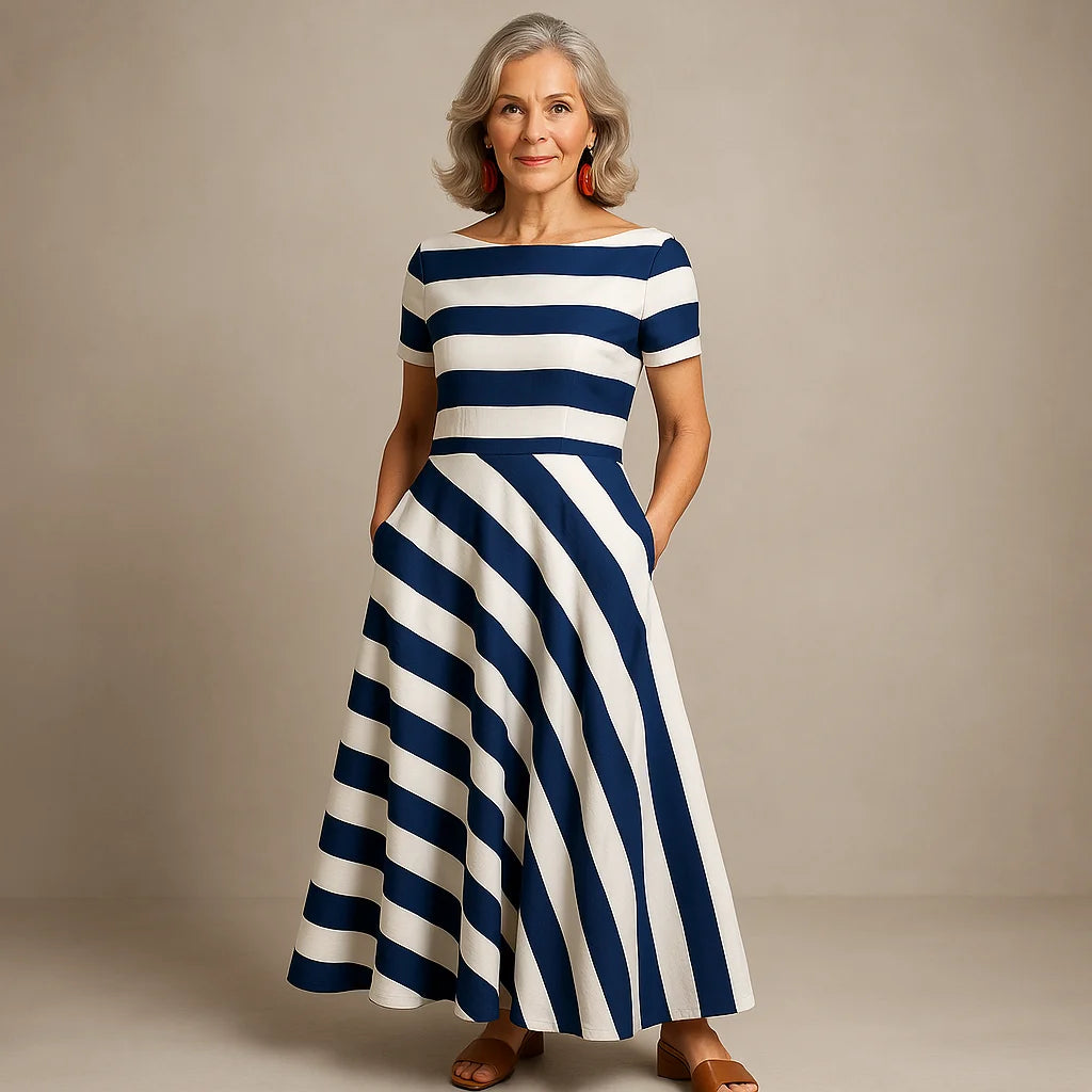 Lucie  | Robe longue rayée faite à la main