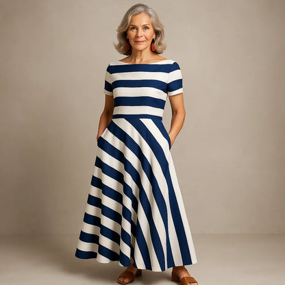 Lucie  | Robe longue rayée faite à la main