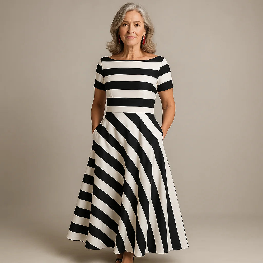 Lucie  | Robe longue rayée faite à la main