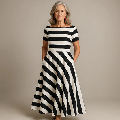 Lucie  | Robe longue rayée faite à la main