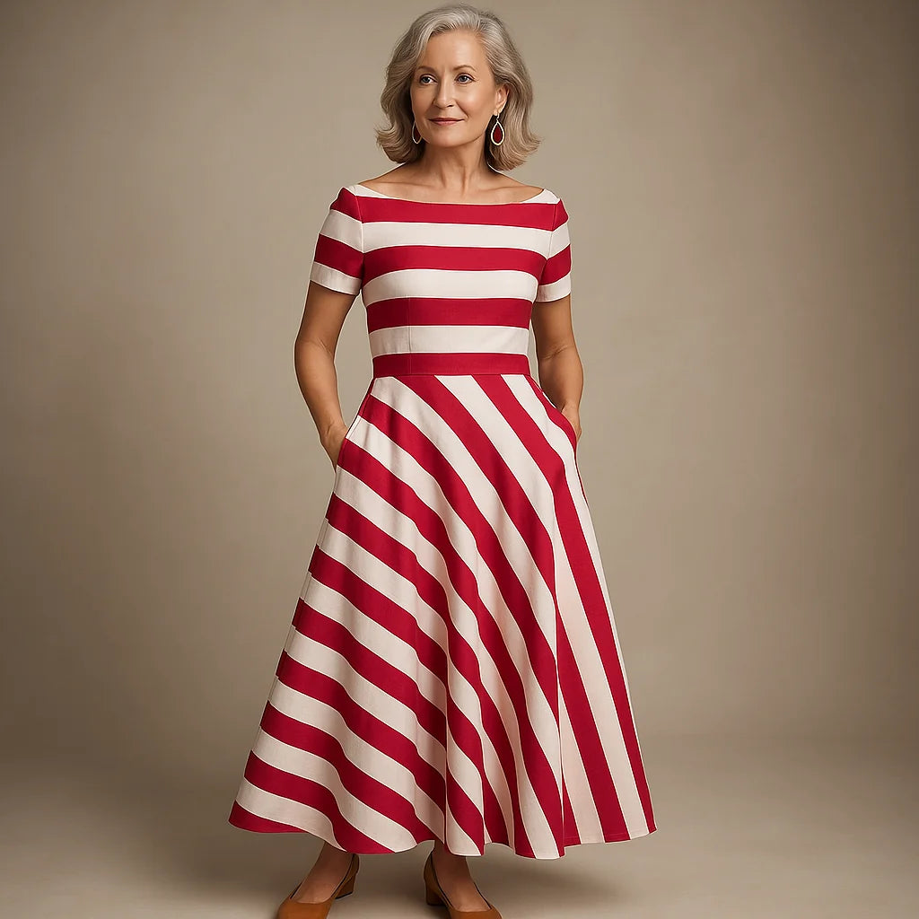 Lucie  | Robe longue rayée faite à la main