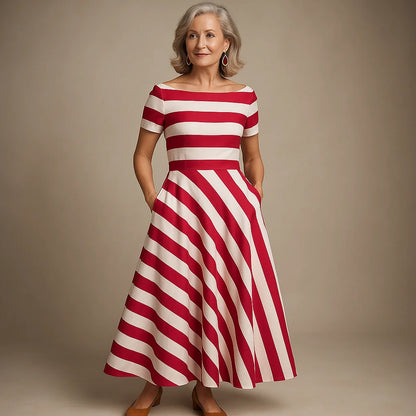 Lucie  | Robe longue rayée faite à la main