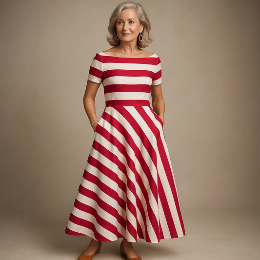 Lucie  | Robe longue rayée faite à la main