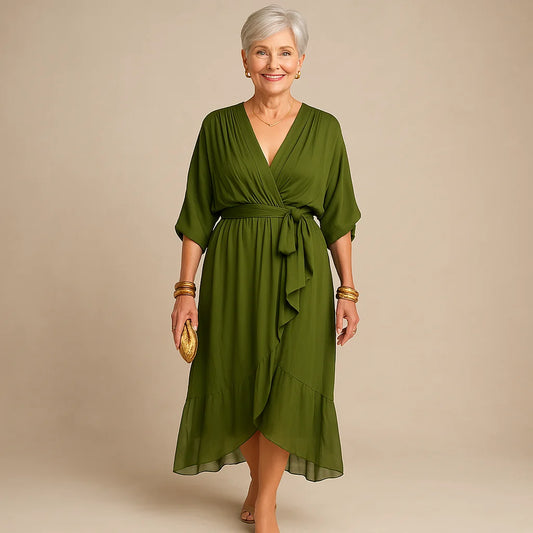 Monica | Robe en mousseline de soie avec décolleté en V