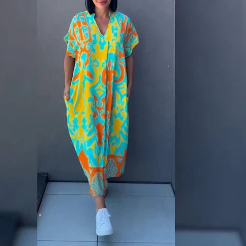 Nia | Robe maxi décontractée avec imprimé artistique