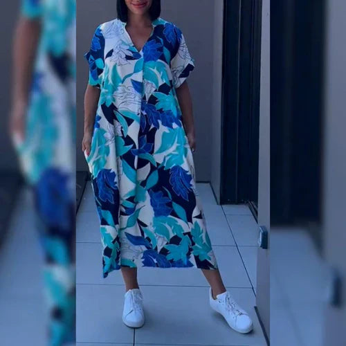 Nia | Robe maxi décontractée avec imprimé artistique