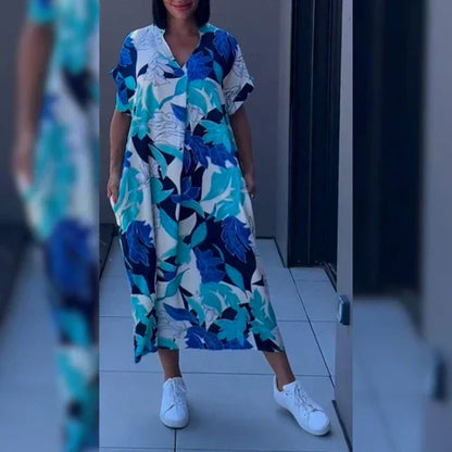 Nia | Robe maxi décontractée avec imprimé artistique