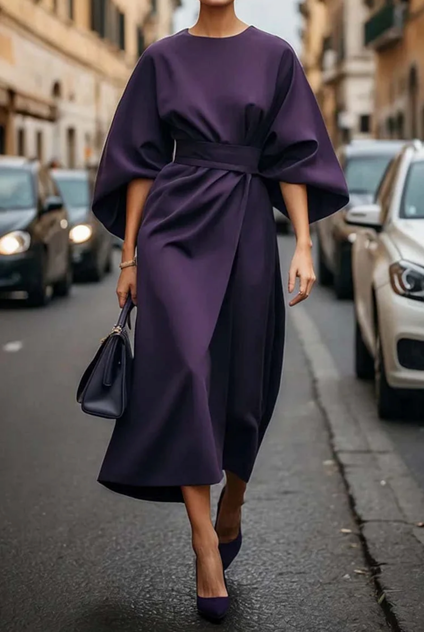 Julie | Robe élégante à manches bouffantes