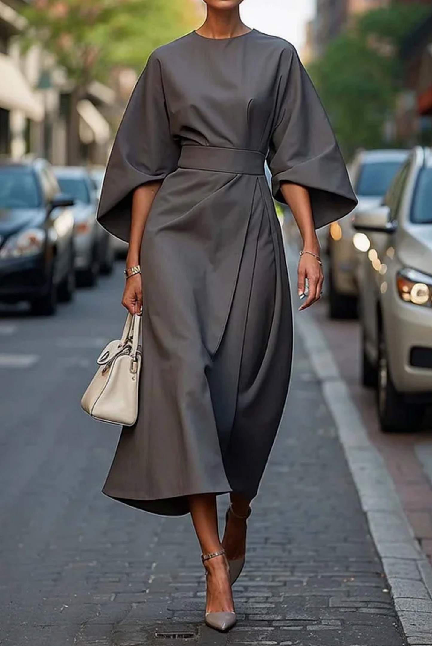 Julie | Robe élégante à manches bouffantes