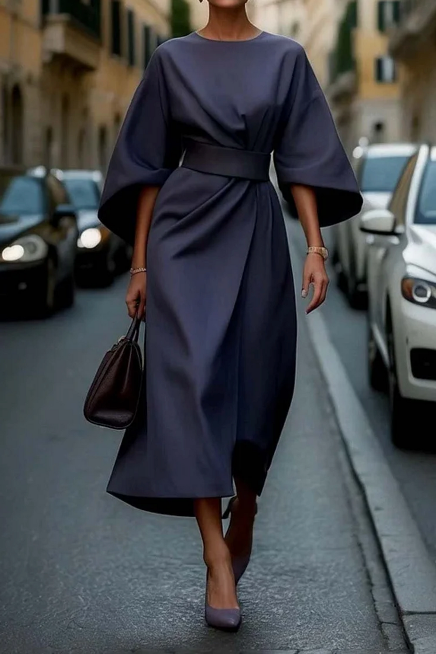 Julie | Robe élégante à manches bouffantes