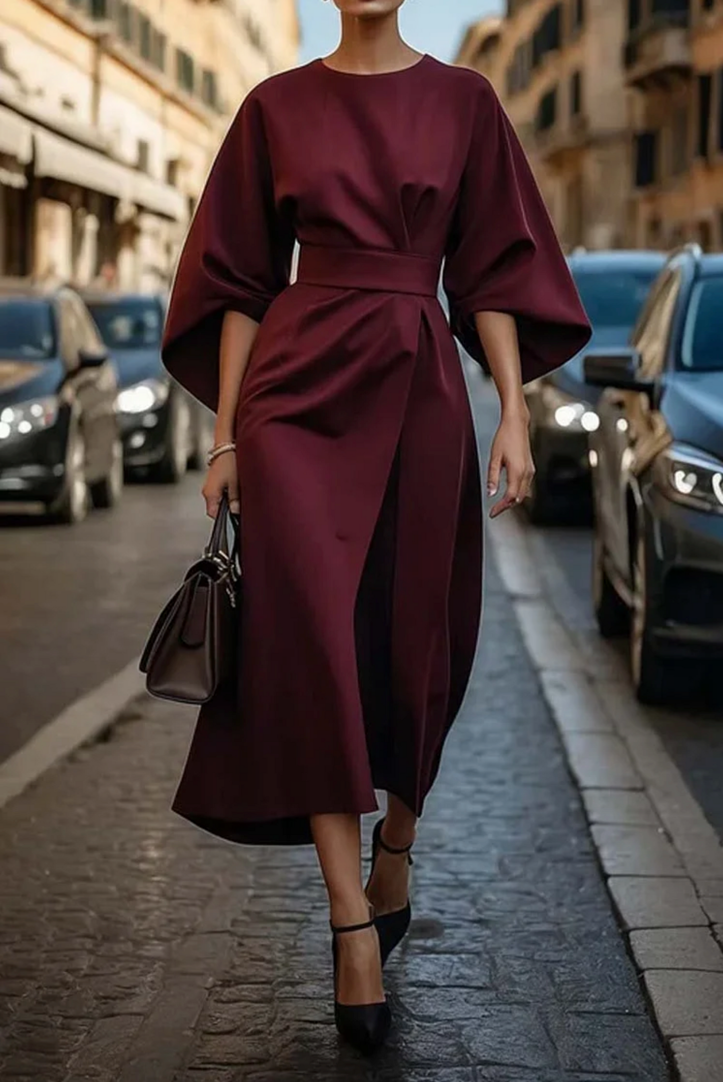 Julie | Robe élégante à manches bouffantes