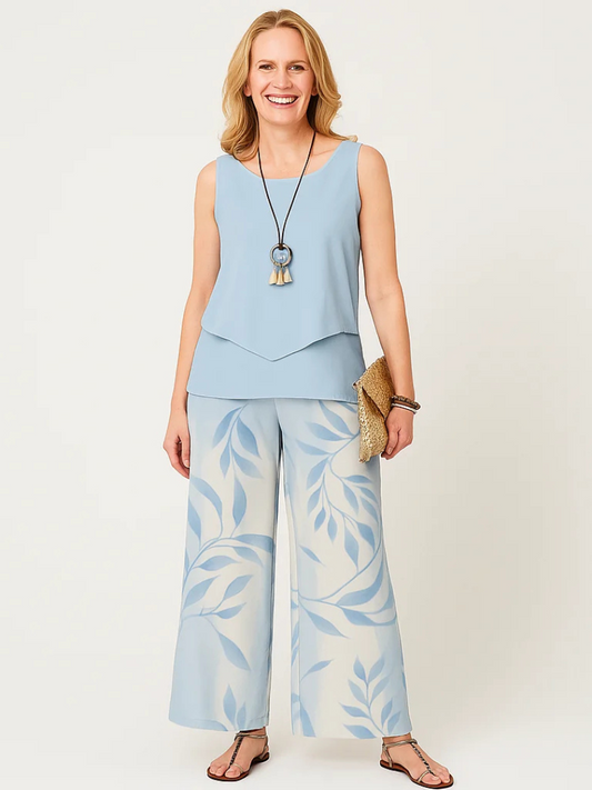 Alba | Ensemble Haut et Pantalon à Motif Floral Élégant