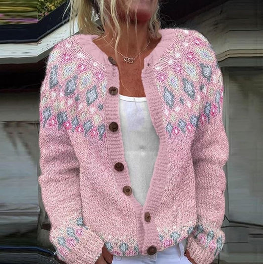 Sophie | Gilet rose avec imprimé