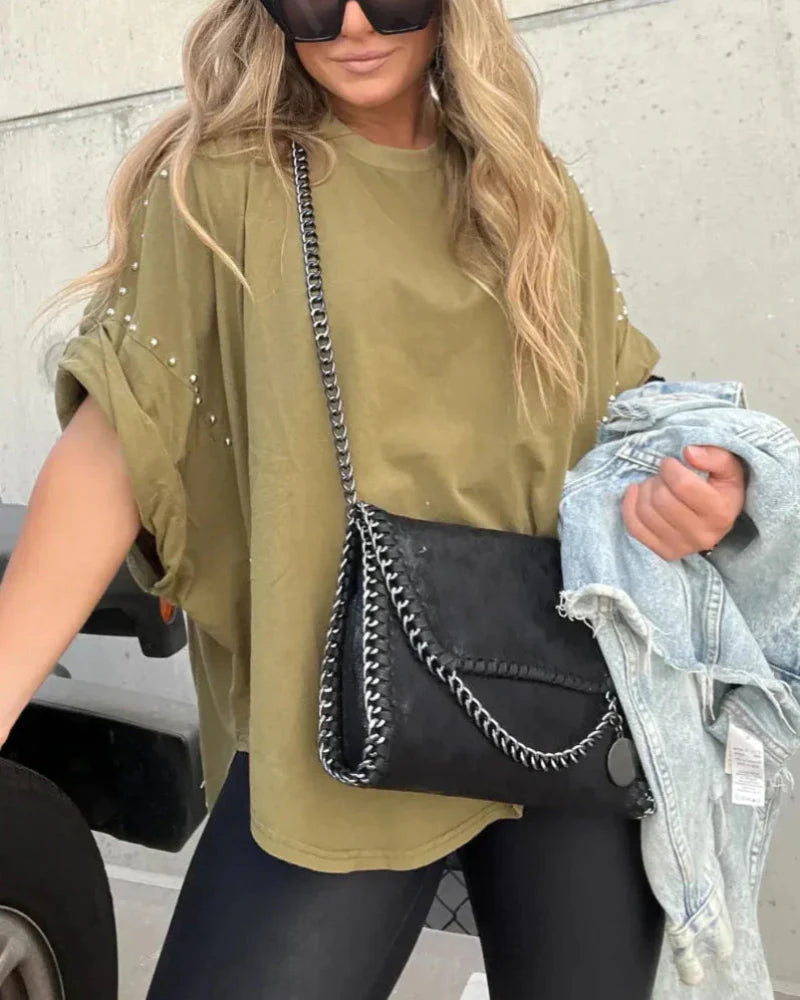 BELLA - T-SHIRT OVERSIZE À CLAVETTES