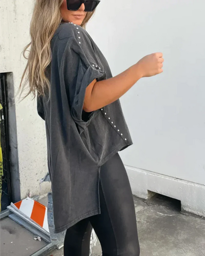 BELLA - T-SHIRT OVERSIZE À CLAVETTES