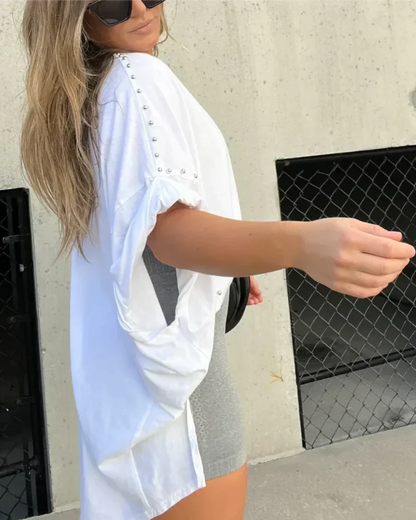 BELLA - T-SHIRT OVERSIZE À CLAVETTES