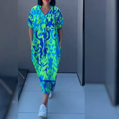 Nia | Robe maxi décontractée avec imprimé artistique