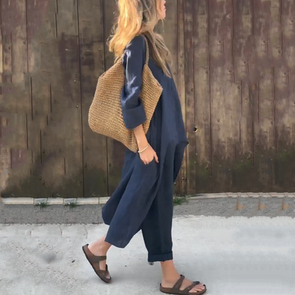 Élise - Ensemble 2 Pièces Femme - Haut Asymétrique Uni & Pantalon Fluide